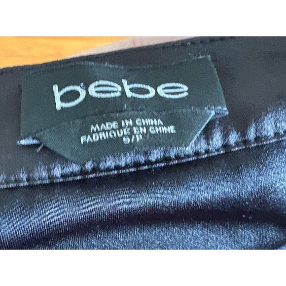 Vintage Y2K Bebe Geo Sequin Cutout Mini Dress - Small Black Cream Party Clubwear - Picture 2 of 7